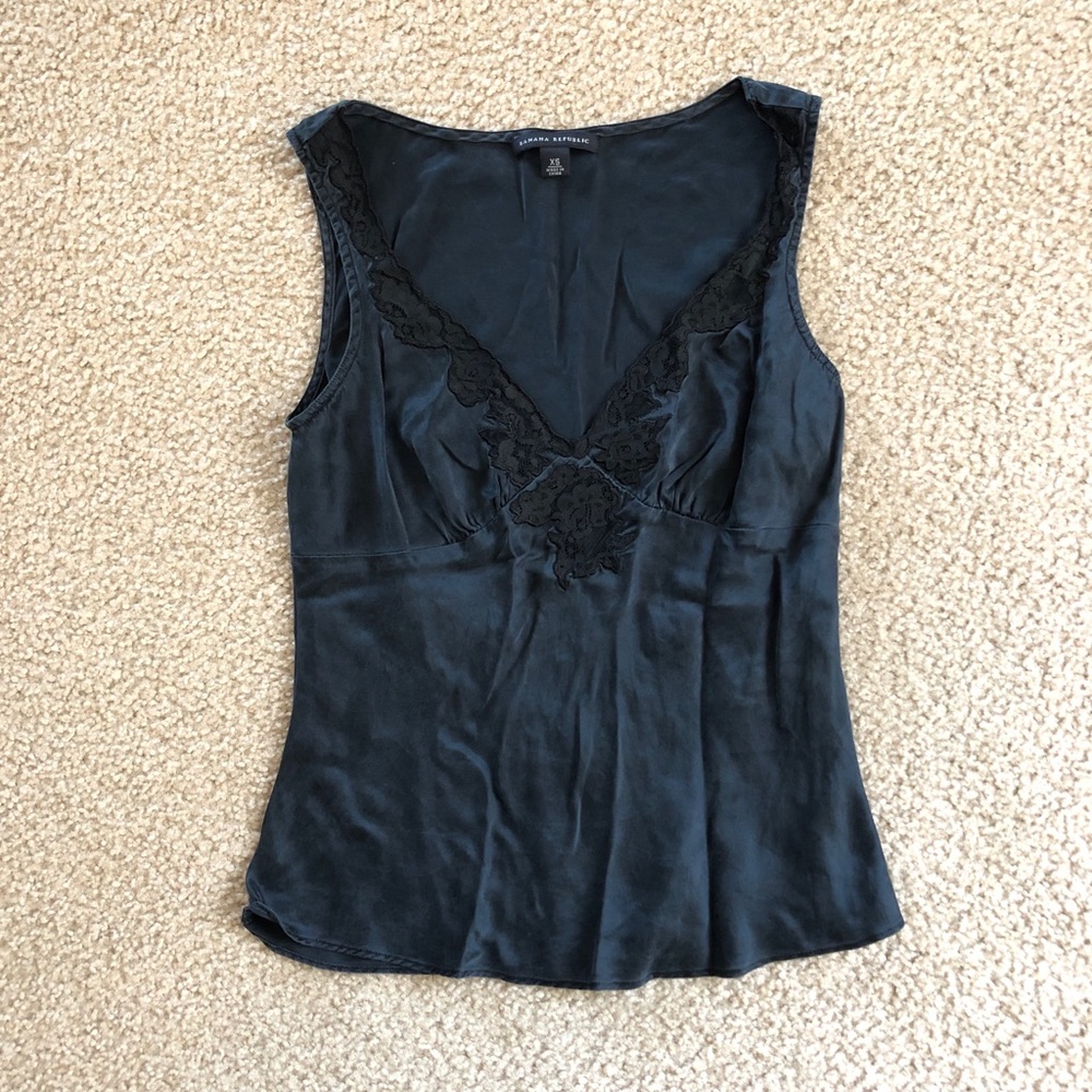 Banana Republic Black Sexy Silk Lace Tank
